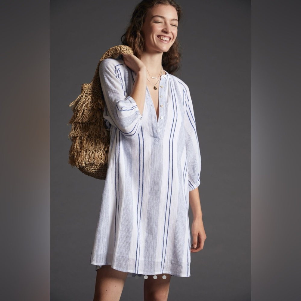 Size 2, New With Tags Ethereal Sundry Sundry Striped Henley Dress from Anthro